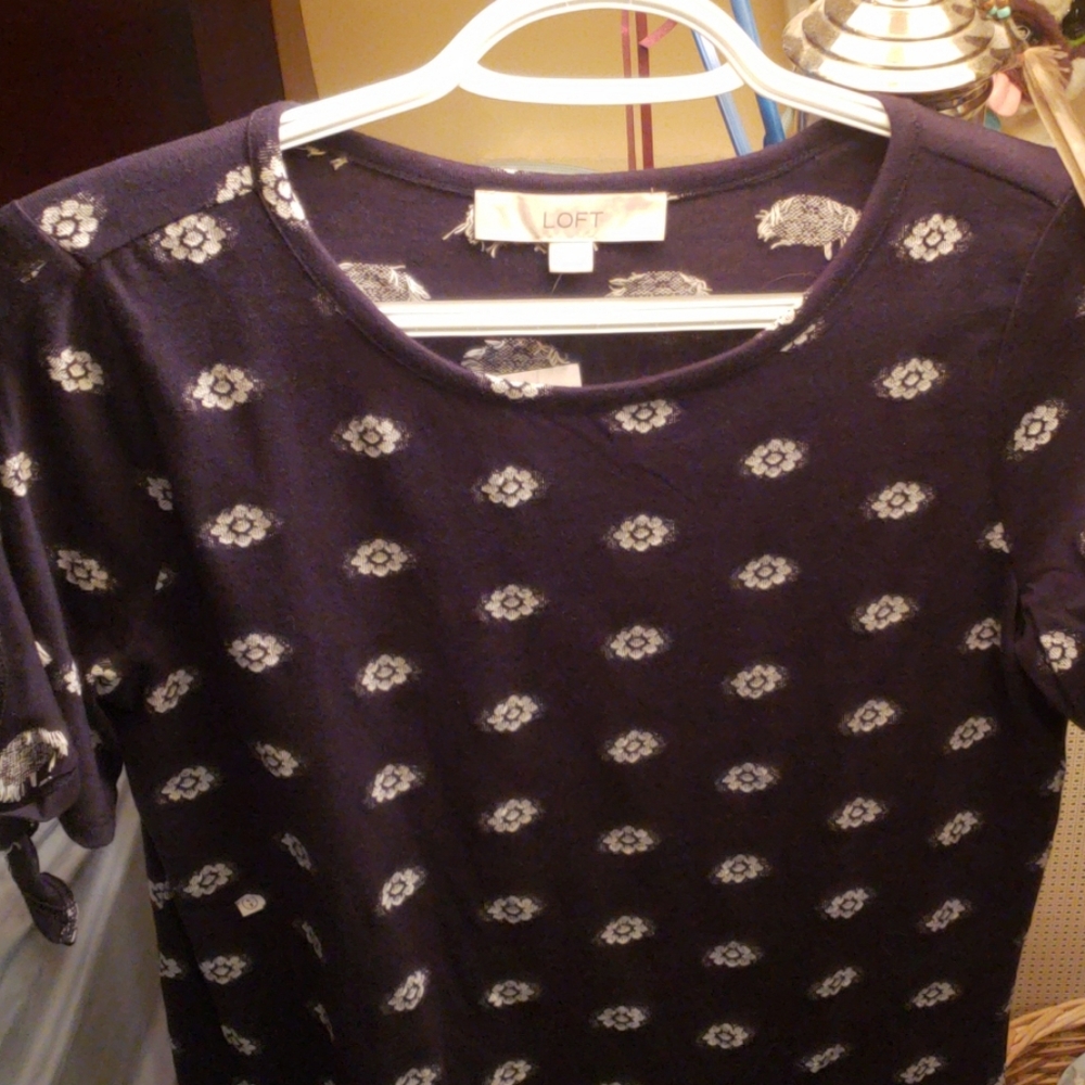 Navy Blue Floral Top